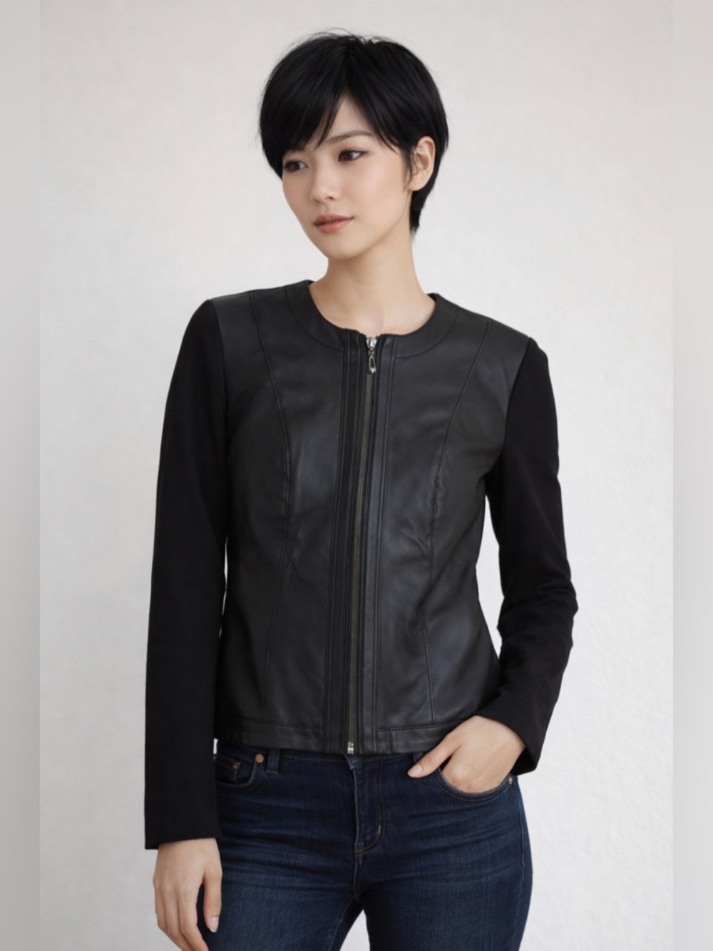 Linea Domani Black Leather Jacket